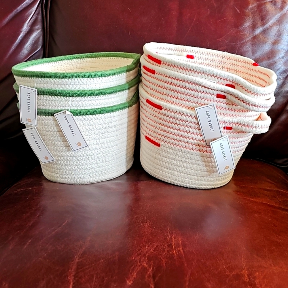 NWT Woven Rope Baskets (set OF 6) Made In VIETNAM |